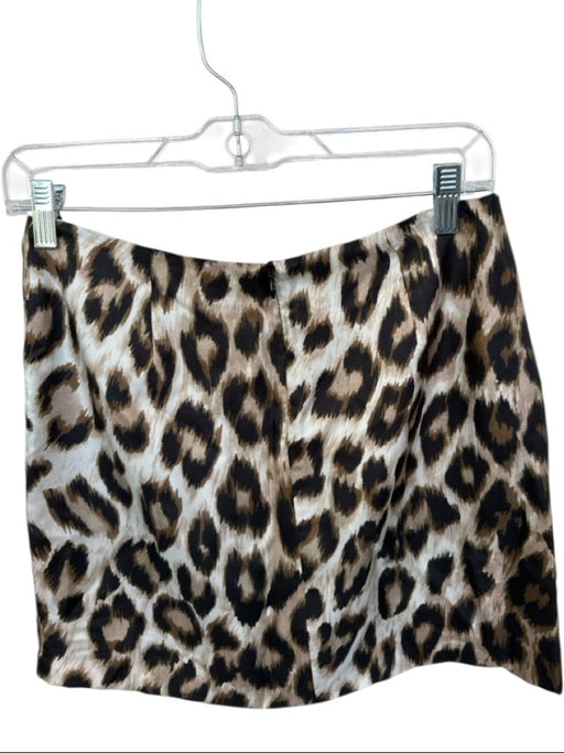 La Prestic Ouiston Size 0 Brown & White Silk Back Zip Animal Print Mini Skirt Brown & White / 0