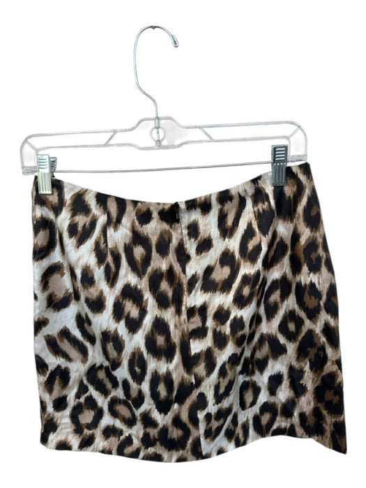 La Prestic Ouiston Size 0 Brown & White Silk Back Zip Animal Print Mini Skirt Brown & White / 0