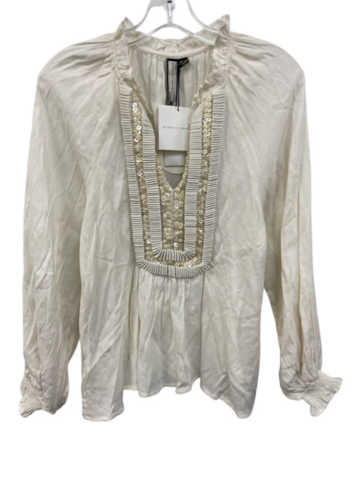 Scarlett Poppies Size XS Cream Beaded Detail Long Sleeve Blouse Top Cream / XS