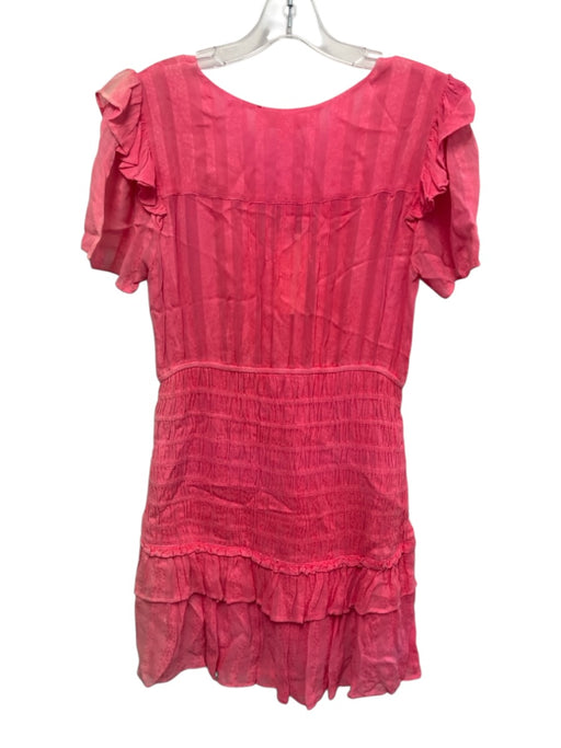 Loveshackfancy Size Small Bright Pink Viscose Blend Ruffle Textured Mini Dress Bright Pink / Small