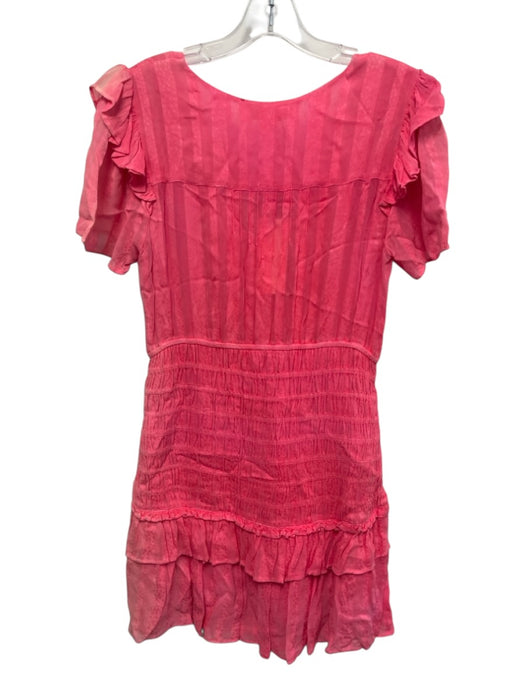 Loveshackfancy Size Small Bright Pink Viscose Blend Ruffle Textured Mini Dress Bright Pink / Small