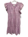 Omika Size Large Lavendar Cotton Blend Embroidered Short Sleeve Floral Dress Lavendar / Large