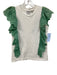 Zero Degrees Celsius Size XS White & Seafoam Cotton Eyelet Detail Ruffle Top White & Seafoam / XS