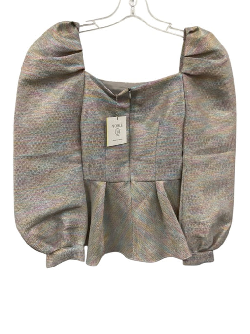 Noble 31 Size XS Silver & Multi Polyester Blend Metallic Long Sleeve Top Silver & Multi / XS