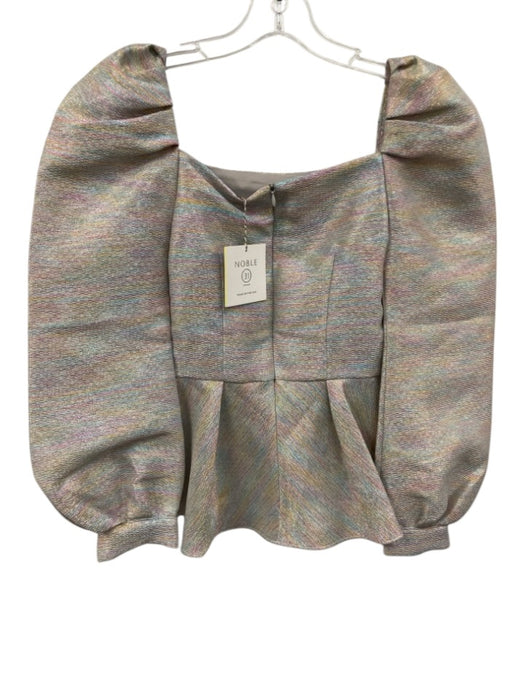 Noble 31 Size XS Silver & Multi Polyester Blend Metallic Long Sleeve Top Silver & Multi / XS