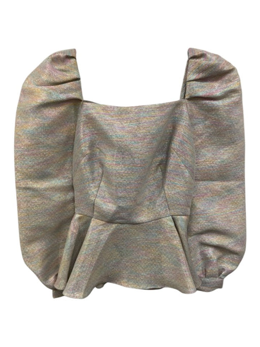 Noble 31 Size XS Silver & Multi Polyester Blend Metallic Long Sleeve Top Silver & Multi / XS