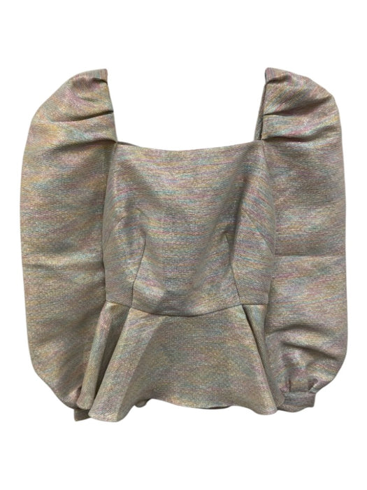 Noble 31 Size XS Silver & Multi Polyester Blend Metallic Long Sleeve Top Silver & Multi / XS