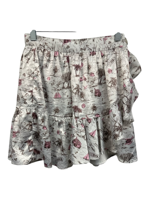 Koch Size XS White, Pink, Brown Polyester Beach Print Toile Wrap Button Skirt White, Pink, Brown / XS