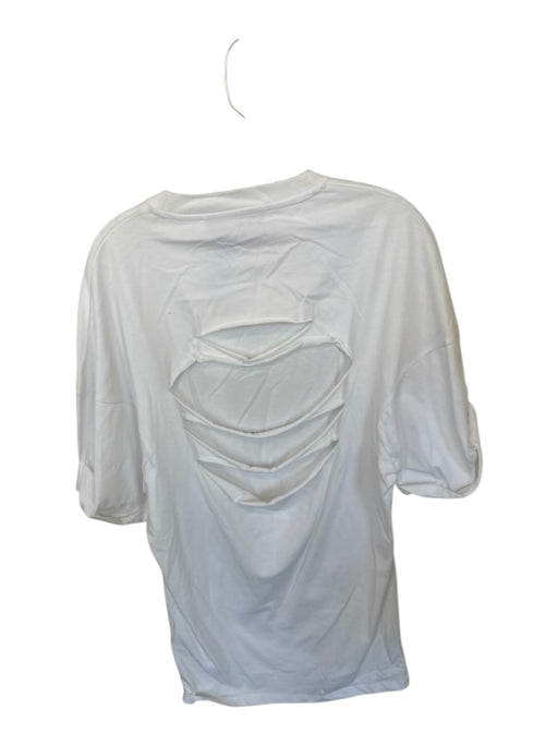 IRO Size M White Cotton Short Sleeve Crew Neck Back Cut Out T Shirt Dress Dress White / M