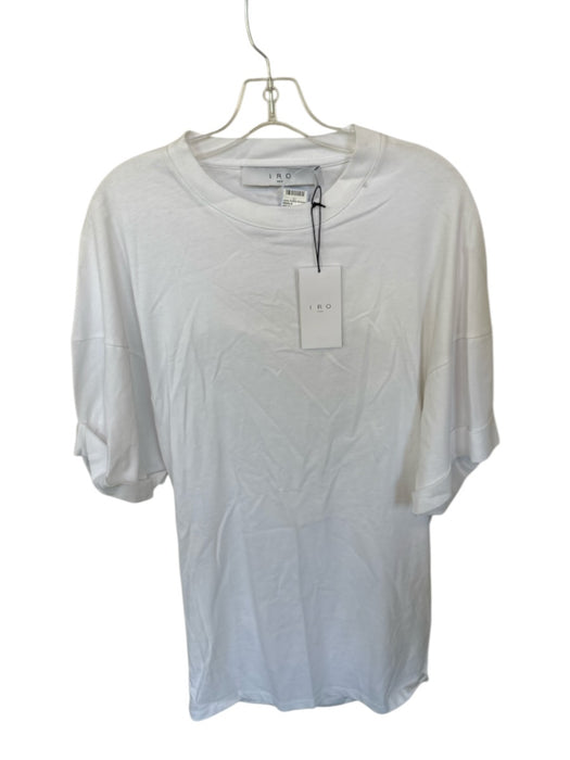 IRO Size M White Cotton Short Sleeve Crew Neck Back Cut Out T Shirt Dress Dress White / M