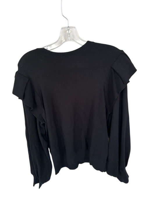 Marie Oliver Size M Black Viscose & Polyester Long Sleeve Ruffle Accent Top Black / M