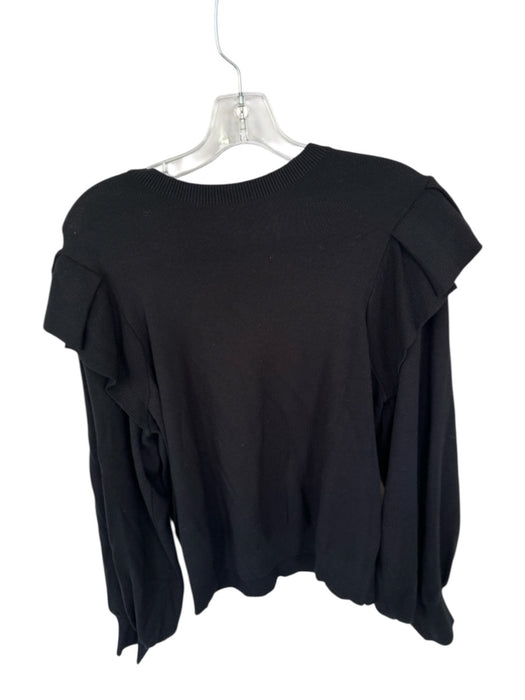 Marie Oliver Size M Black Viscose & Polyester Long Sleeve Ruffle Accent Top Black / M