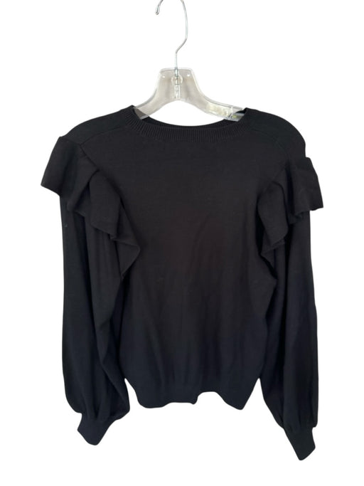 Marie Oliver Size M Black Viscose & Polyester Long Sleeve Ruffle Accent Top Black / M