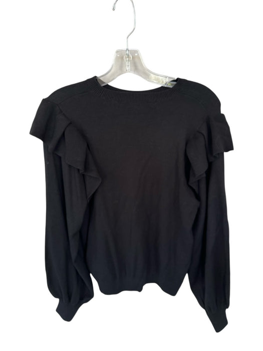 Marie Oliver Size M Black Viscose & Polyester Long Sleeve Ruffle Accent Top Black / M
