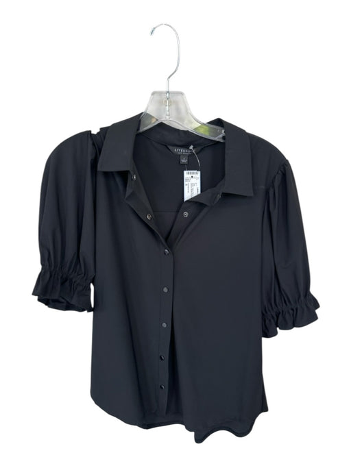 Liverpool LA Size S Black Nylon Blend Button Up Collar 3/4 Sleeve Top Black / S