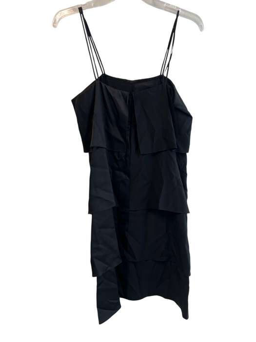 Neiman Marcus Size 8 Black Silk Sleeveless Back Zip Knee Length Tiered Dress Black / 8