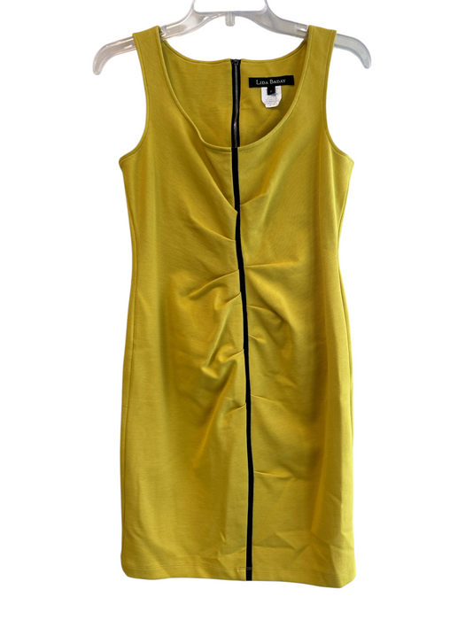 Lida Baday Size 6 Yellow Cotton Sleeveless Below Knee Back Zip boat neck Dress Yellow / 6