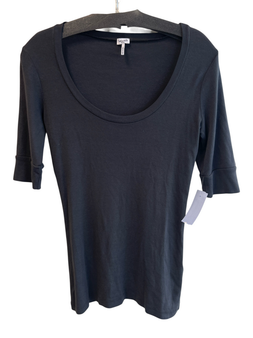 Splendid Size S Gray Cotton Blend 1/2 Sleeve Boat Neck Hi Lo Top Gray / S