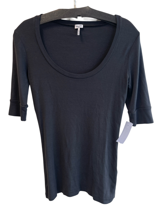Splendid Size S Gray Cotton Blend 1/2 Sleeve Boat Neck Hi Lo Top Gray / S