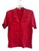Neiman Marcus Size 4 Red Linen Shoulder Pads Button Up Short Sleeve Top Red / 4