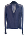 Anatomie Size M Navy Polyamid Long Sleeve Sheer Tie V Neck Collared Top Navy / M