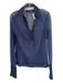 Anatomie Size M Navy Polyamid Long Sleeve Sheer Tie V Neck Collared Top Navy / M