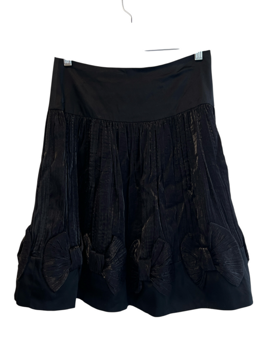 Nanette Lepore Size 0 Black Polyester Blend Back Zip Midi Bow Detail Skirt Black / 0