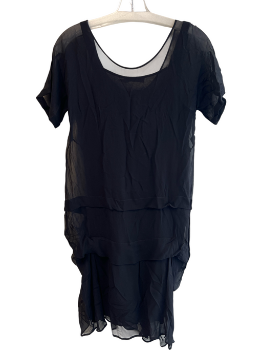 See By Chloe Size 2 Black Viscose Short Sleeve Below Knee Slip Incl Dress Black / 2