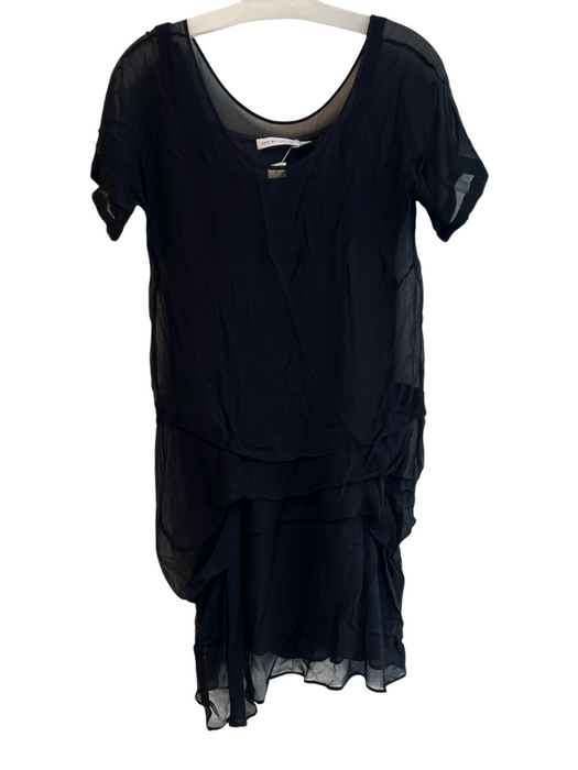 See By Chloe Size 2 Black Viscose Short Sleeve Below Knee Slip Incl Dress Black / 2
