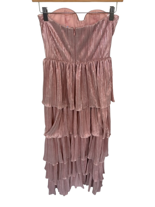 Lovers + Friends Size XS Pink Polyester Strapless Tiered Acordian Pleats Gown Pink / XS