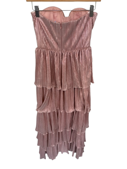 Lovers + Friends Size XS Pink Polyester Strapless Tiered Acordian Pleats Gown Pink / XS