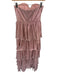 Lovers + Friends Size XS Pink Polyester Strapless Tiered Acordian Pleats Gown Pink / XS