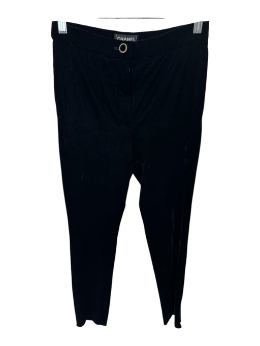 Chanel Size 34 Black & Silver Velvet High Waist Skinny Ankle Pants Black & Silver / 34