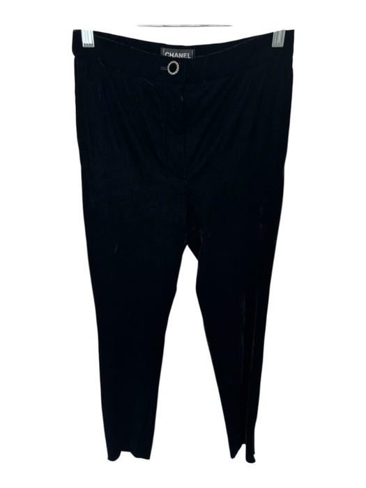 Chanel Size 34 Black & Silver Velvet High Waist Skinny Ankle Pants Black & Silver / 34