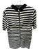 Canvas Size 10 Ivory & Black Cotton & Silk Short Sleeve Collar Striped Dress Ivory & Black / 10