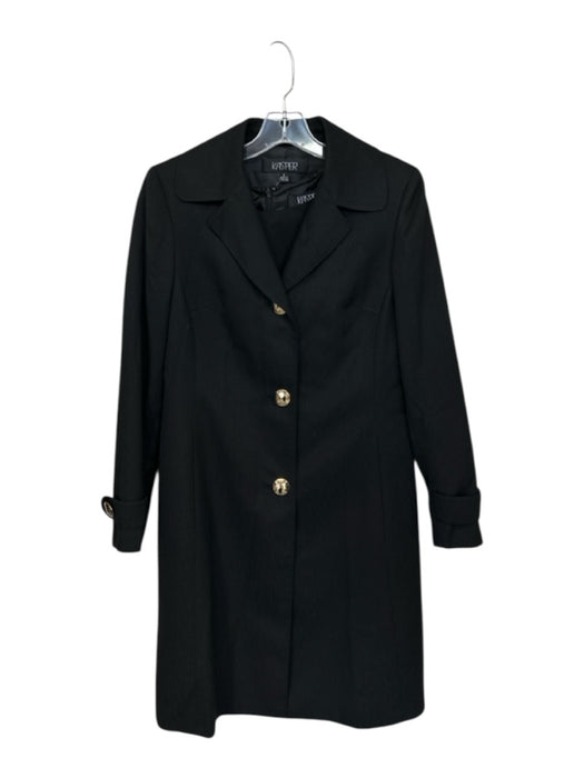 Kasper Size 8 Black Polyester & Rayon Gold Buttons Collar Sleeveless Dress Set Black / 8