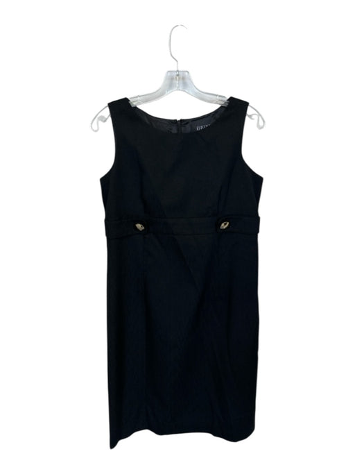 Kasper Size 8 Black Polyester & Rayon Gold Buttons Collar Sleeveless Dress Set Black / 8
