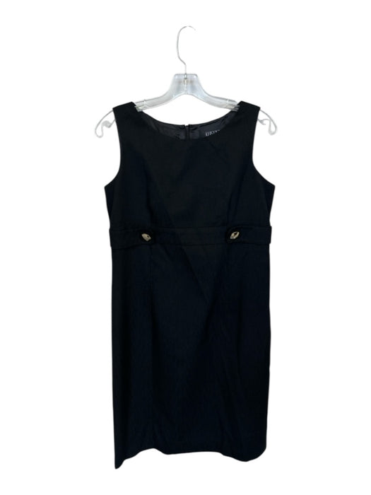 Kasper Size 8 Black Polyester & Rayon Gold Buttons Collar Sleeveless Dress Set Black / 8