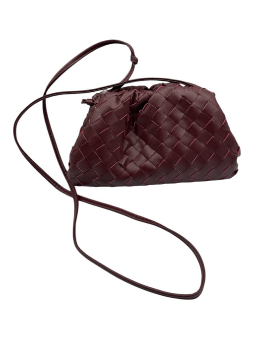 Tiffany & Fred Burgundy Red Magnetic Closure Woven Crossbody Strap Clutch Bag Burgundy Red / Small