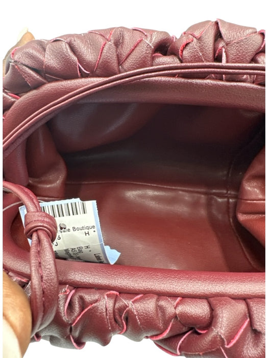 Tiffany & Fred Burgundy Red Magnetic Closure Woven Crossbody Strap Clutch Bag Burgundy Red / Small