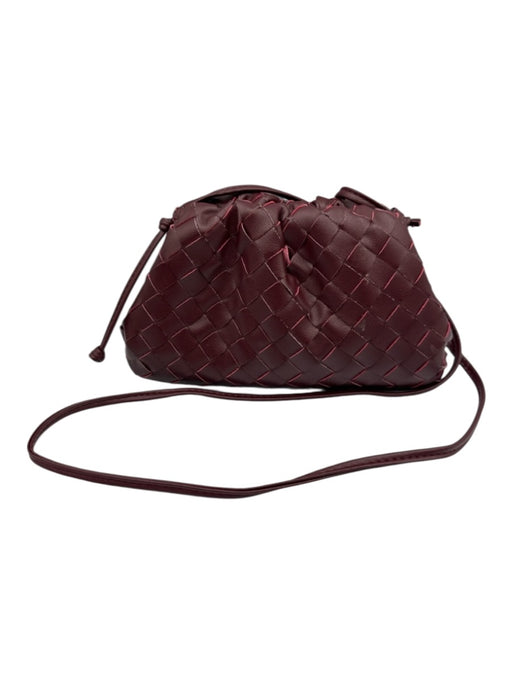 Tiffany & Fred Burgundy Red Magnetic Closure Woven Crossbody Strap Clutch Bag Burgundy Red / Small