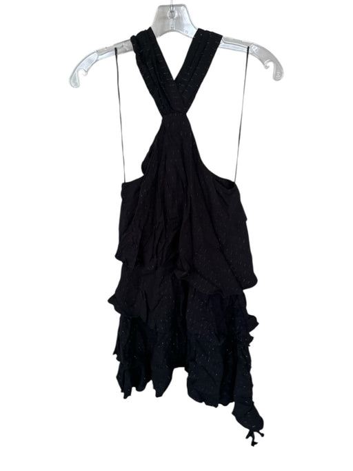 Zara Size M Black & Gold Viscose Sleeveless Racerback Metallic Thread Dress Black & Gold / M
