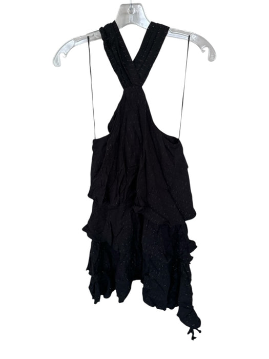 Zara Size M Black & Gold Viscose Sleeveless Racerback Metallic Thread Dress Black & Gold / M