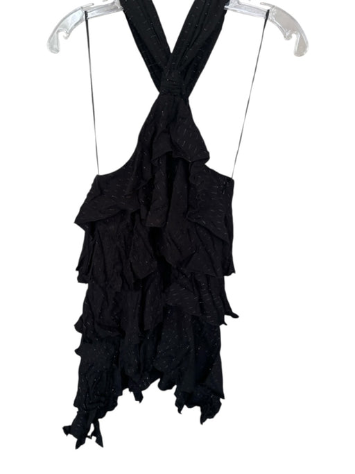 Zara Size M Black & Gold Viscose Sleeveless Racerback Metallic Thread Dress Black & Gold / M
