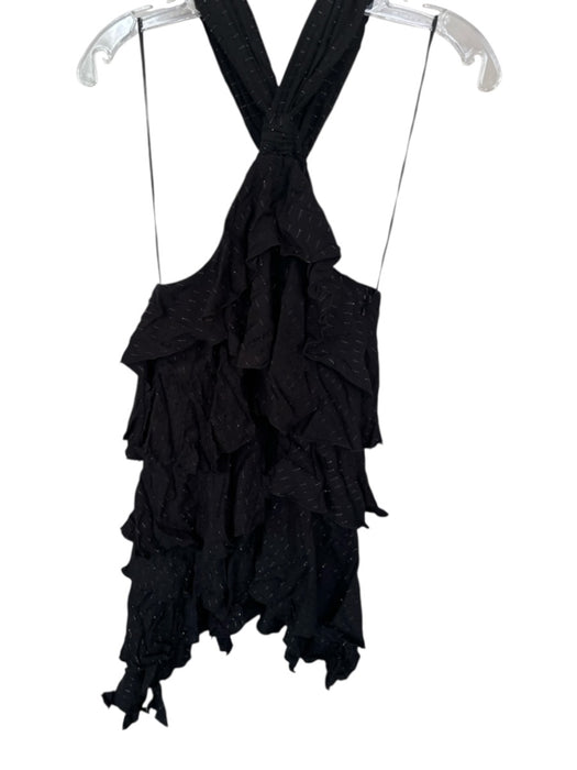 Zara Size M Black & Gold Viscose Sleeveless Racerback Metallic Thread Dress Black & Gold / M