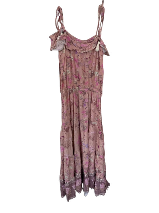 Spell & The Gypsy Size XS Mauve & Cream Rayon Tie Straps Flower Dress Mauve & Cream / XS