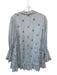 Pinnacle Size XS Baby Blue & Pink Print Viscose Long Sleeve Scallop Detail Dress Baby Blue & Pink Print / XS