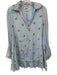 Pinnacle Size XS Baby Blue & Pink Print Viscose Long Sleeve Scallop Detail Dress Baby Blue & Pink Print / XS