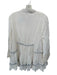 Pinnacle Size XS White & Blue Viscose Long Sleeve Lace Detail V Neck Lined Dress White & Blue / XS