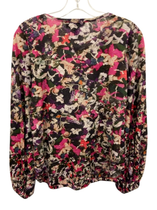 Isabel Marant Size Small Pink, Black, & Multi Linen Long Sleeve Elastic Cuff Top Pink, Black, & Multi / Small